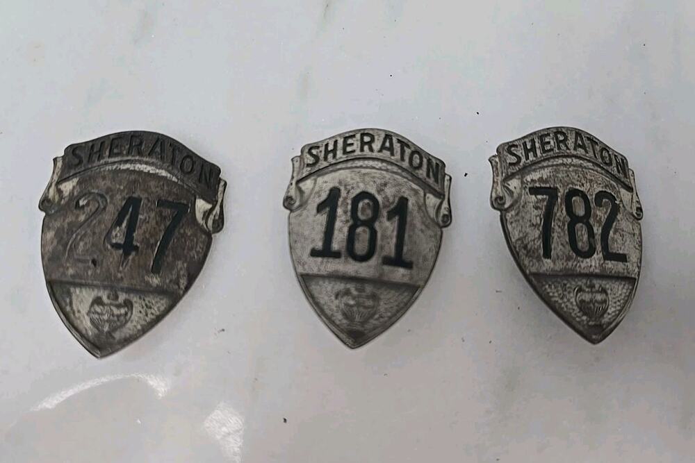 3 Vintage Sheraton Hotel Workers Badges Sheraton Hotel and Motels